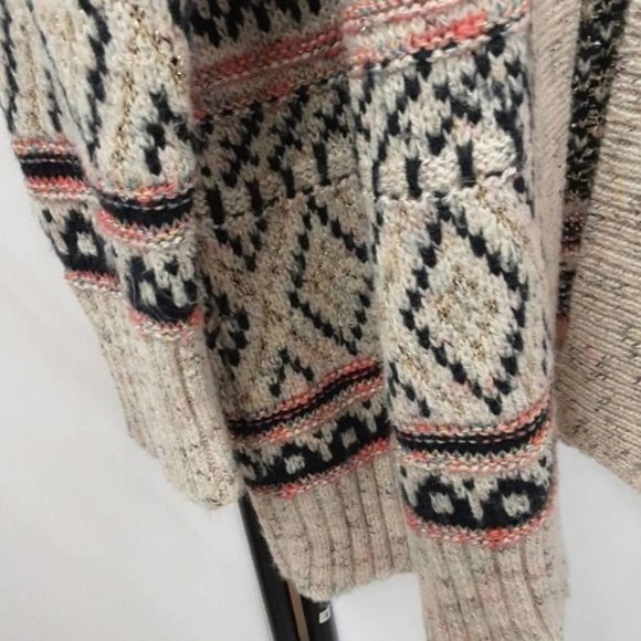 Cozy Boho Fair Isle Open Front Cardigan - Free People Vibes - Hard to Find - Picture 5 of 8